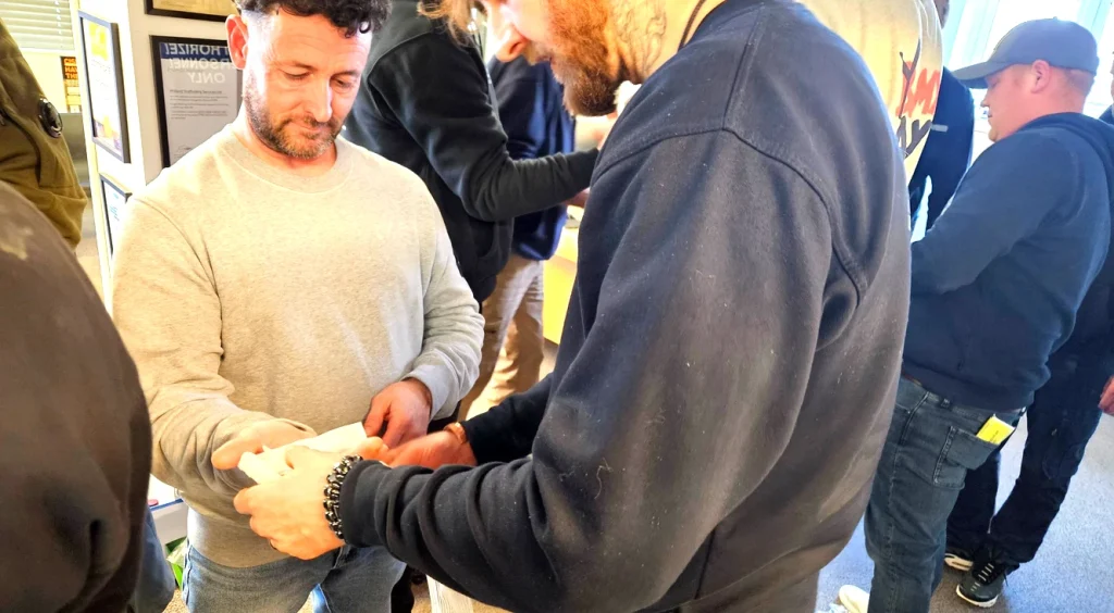 First Aid Training Ipswich – on-site bandaging practice during workplace first aid course